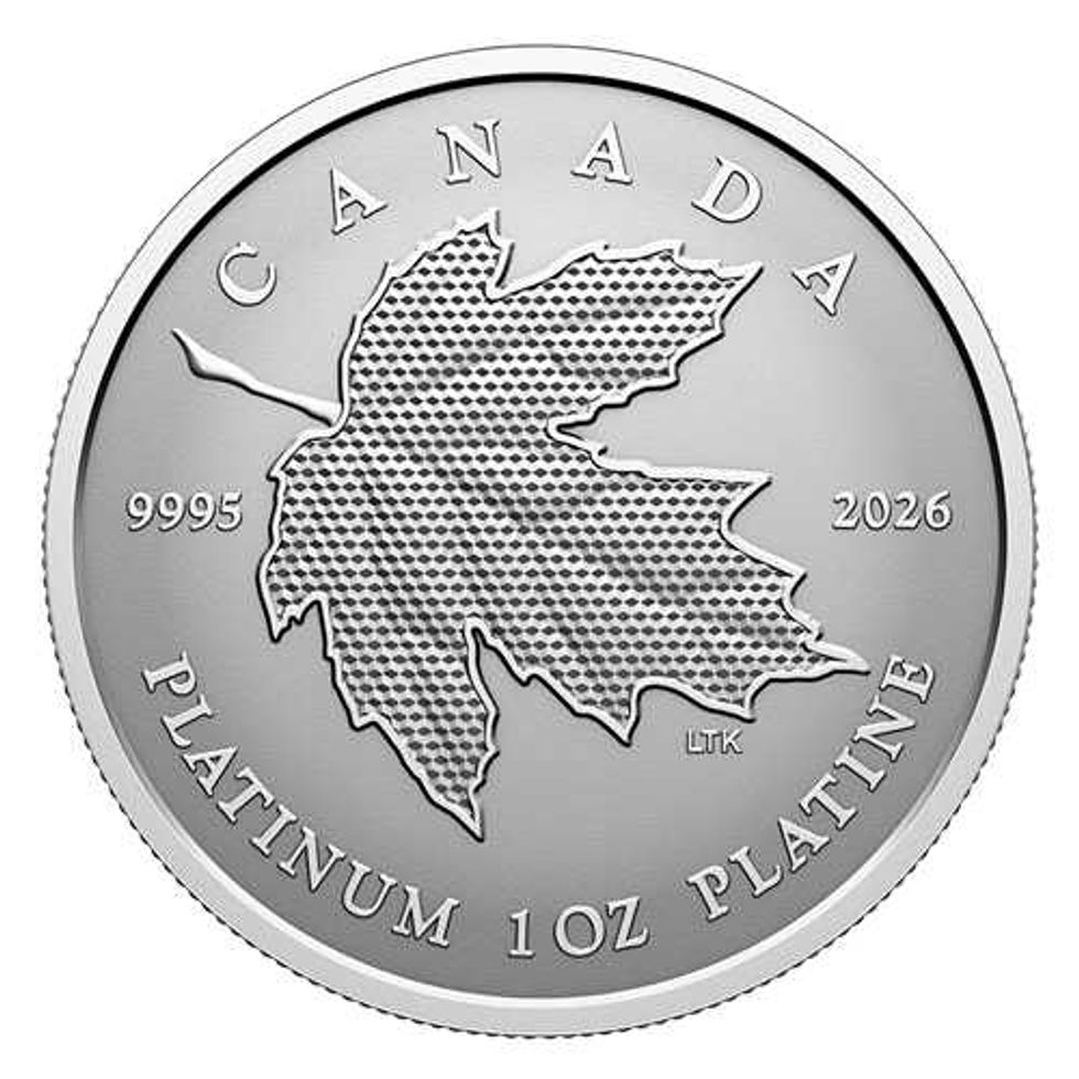 reverse side of Maple Leaf Forever 1 oz. Pure Platinum Coin