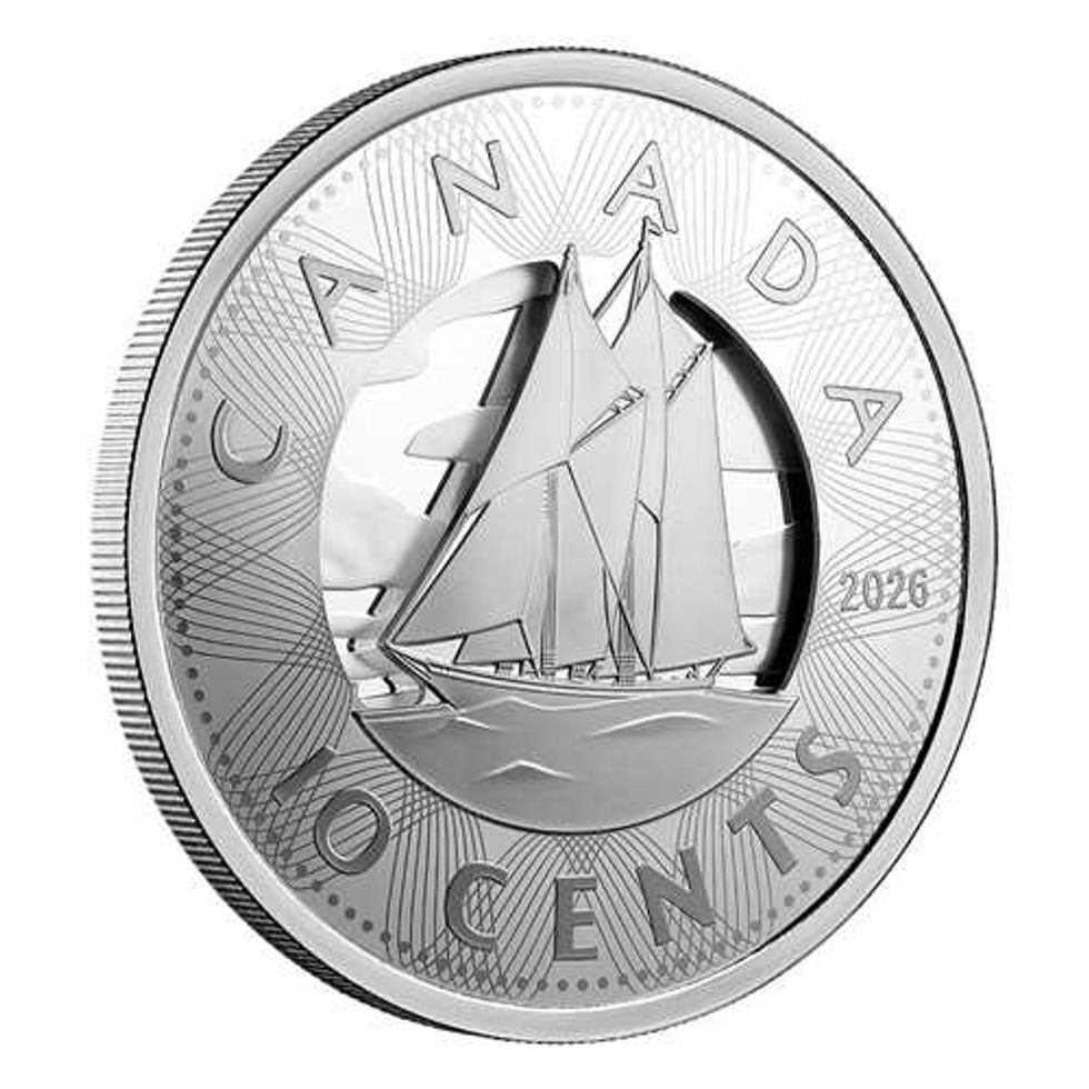 reverse side of Multilayered Bluenose Fine Silver Coin