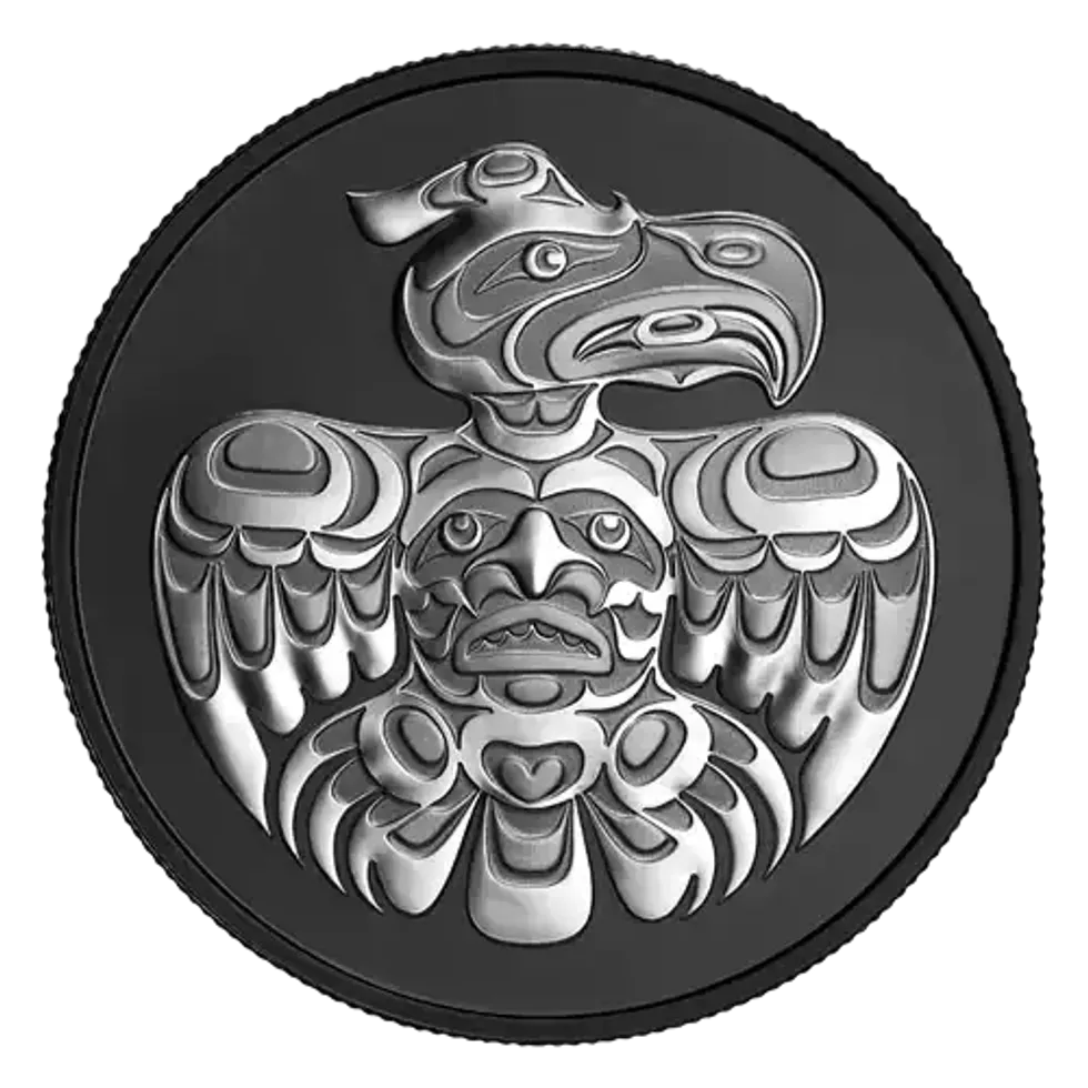 reverse side of the eagle fine silver coin from royal canadian mint