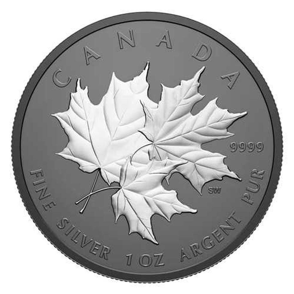 reverse side of Triple Maple Fine Silver Coin