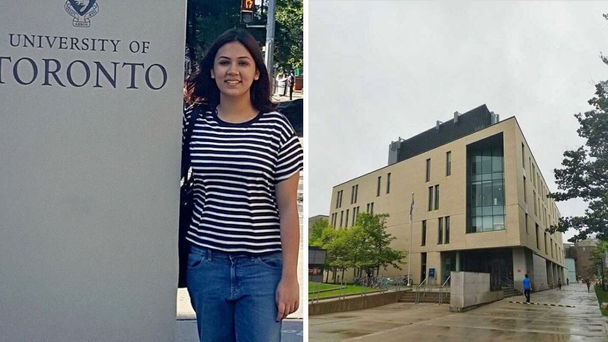 Rhythm Sachdeva in Toronto in 2016. UTSC campus seen in fall.