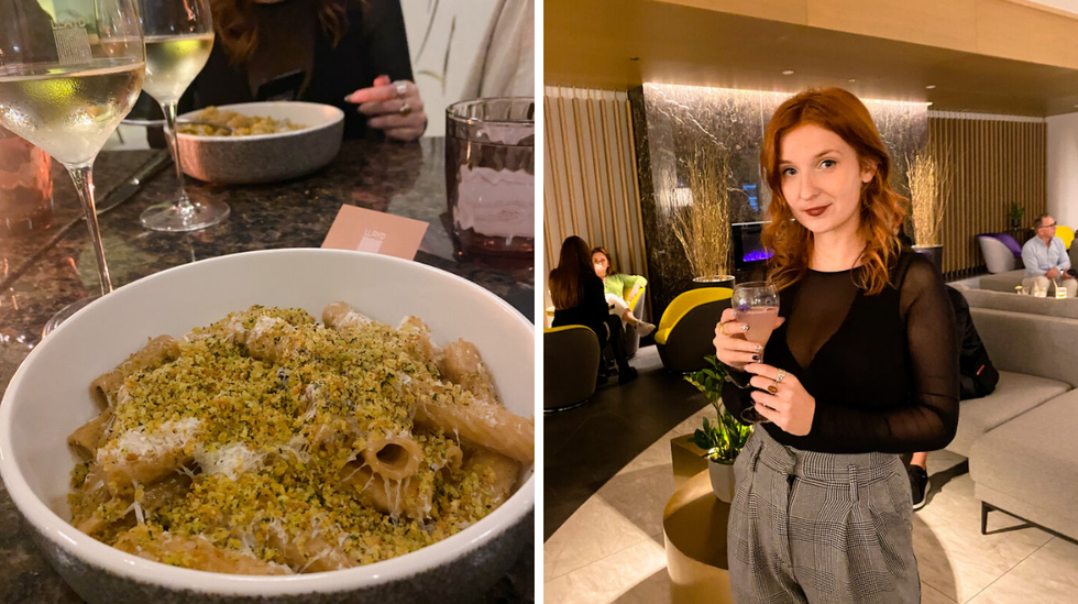 Rigatoni \u00e0 la truffe. Droite : Ma\u00eflys Kerhoas au Lloyd.