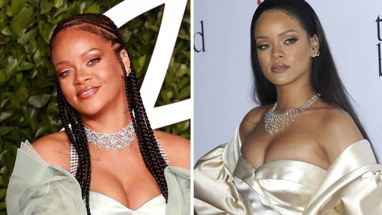 Rihanna at the 2019 Fashion Awards in London. Right: Rihanna at the 2015 Annual Diamond Ball.