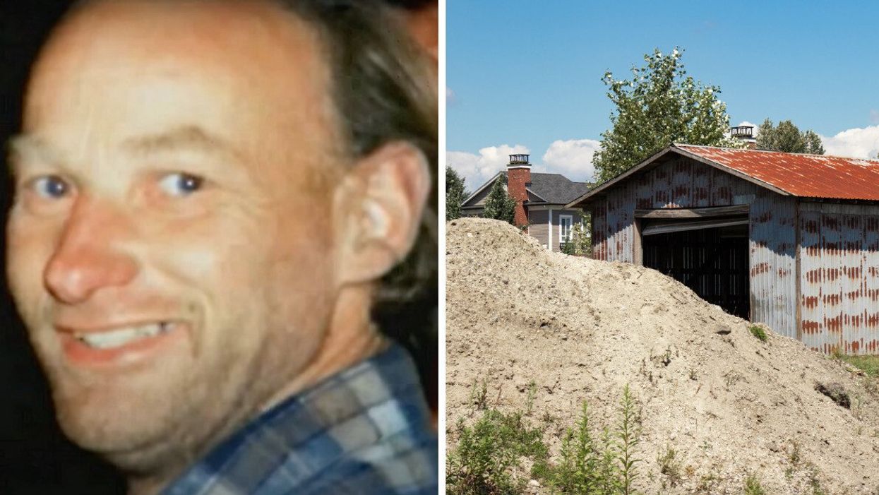 Robert "Willie" Pickton. Right: A building on Pickton farm.