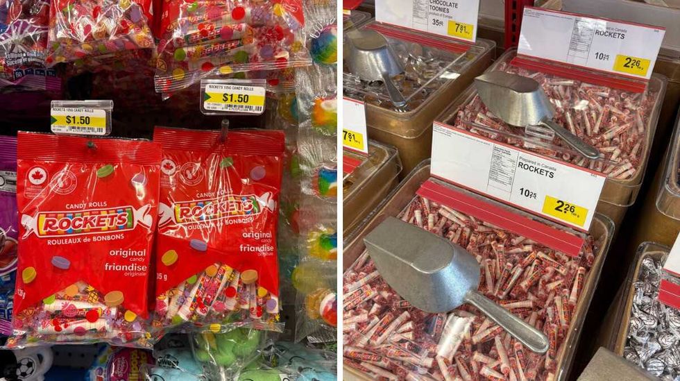 Rockets at Dollarama. Right: Rockets at Bulk Barn.