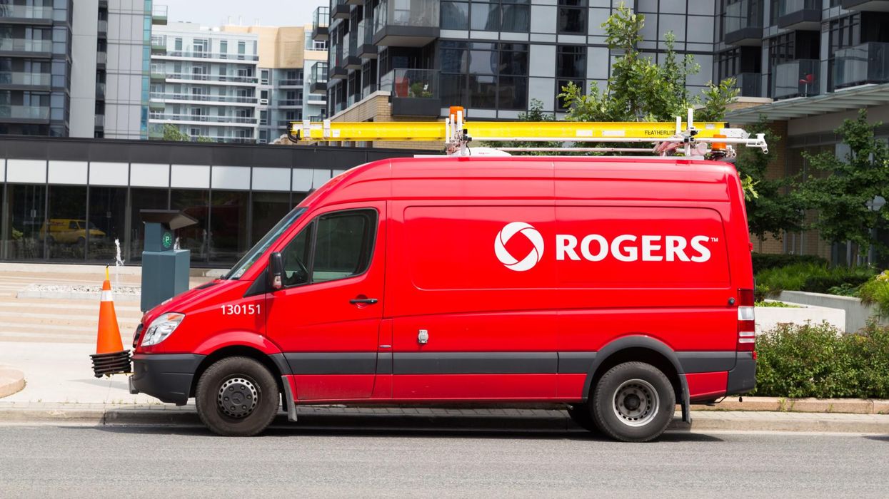 Rogers service truck on a street in Toronto.