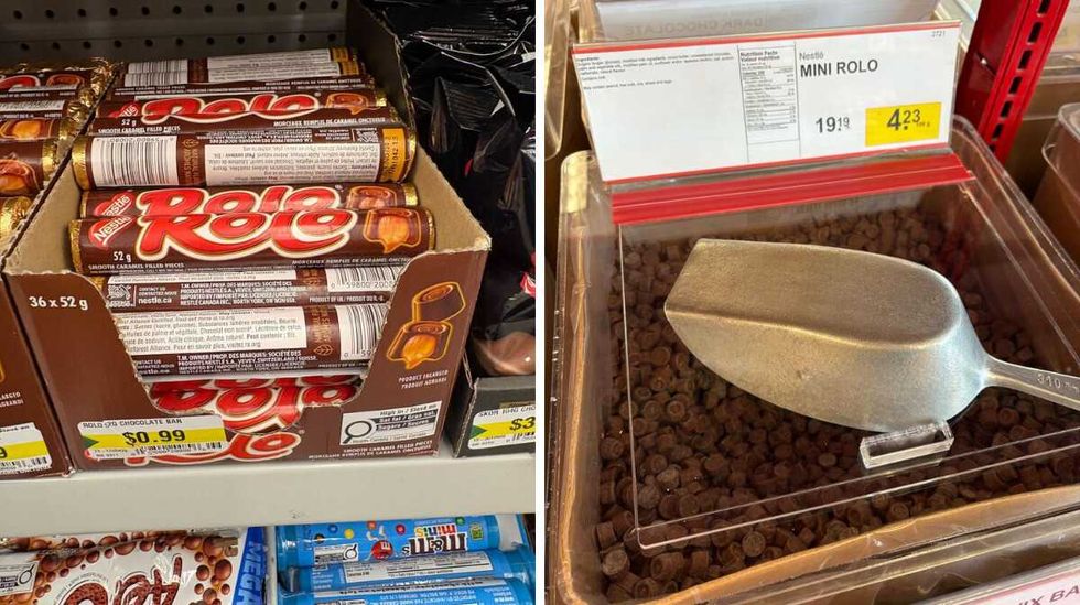 Rolo at Dollarama. Right: Rolo at Bulk Barn.