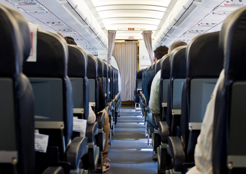 Row of seats on a plane.