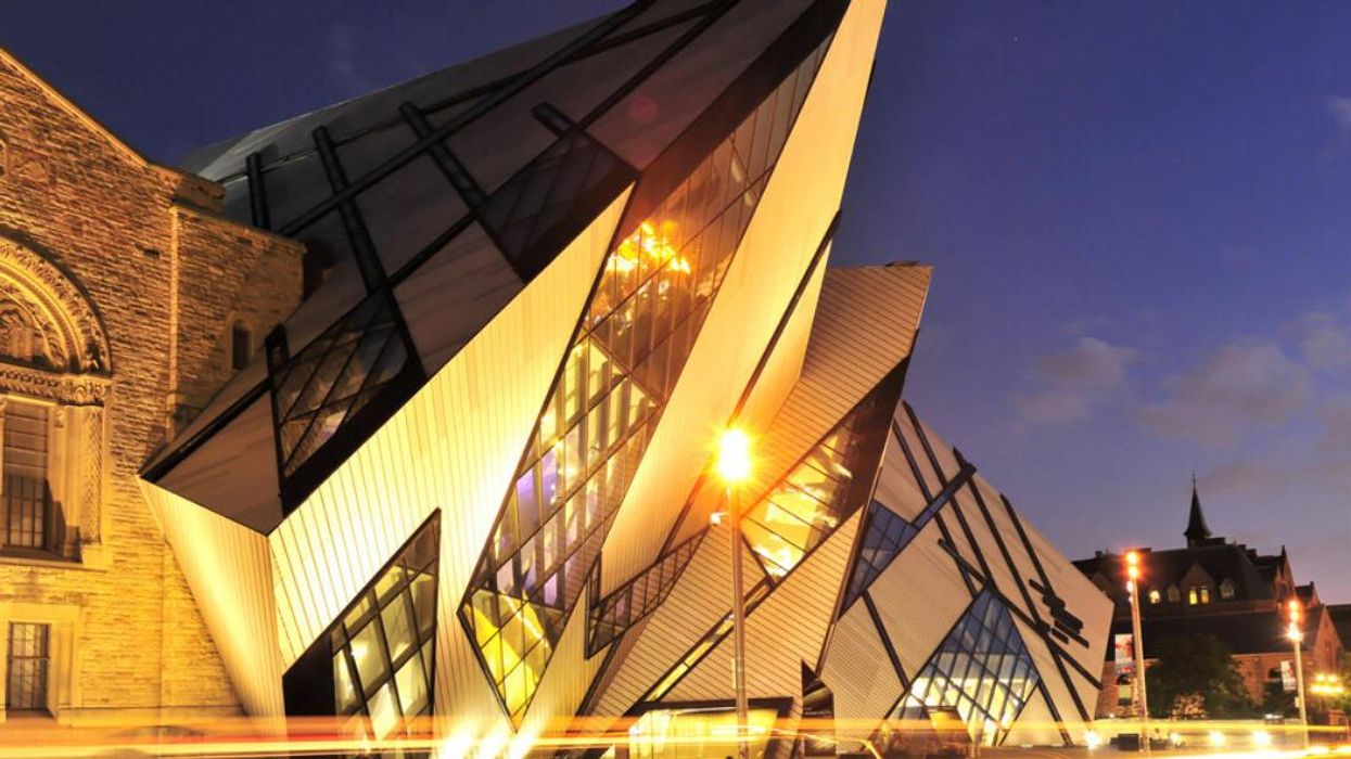 Royal Ontario Museum at night.