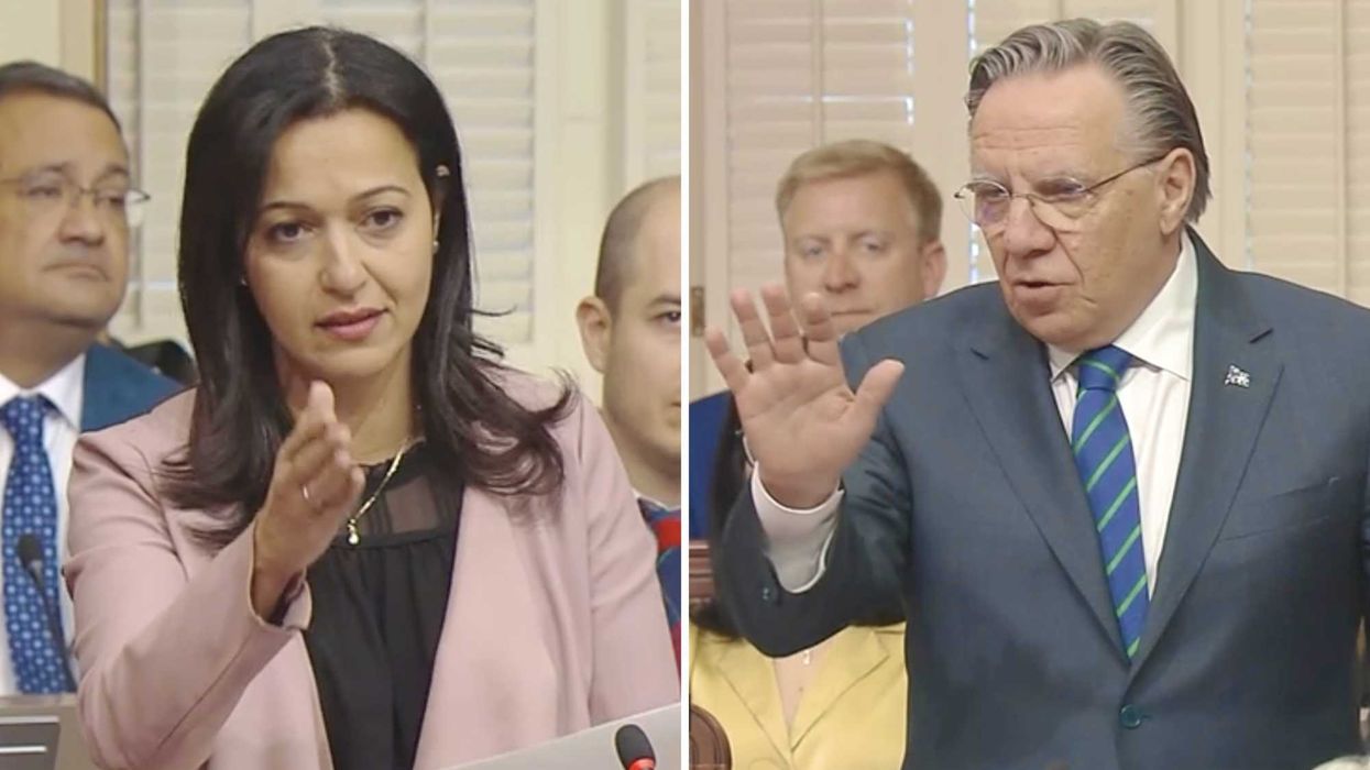 Ruba Ghazal. Droite : François Legault.