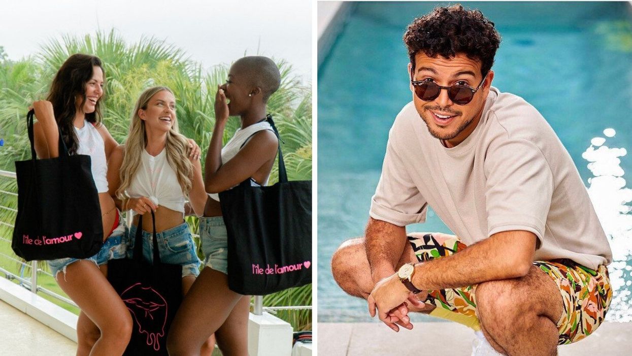 Rubie, Bianca et Amanda de L'île de l'amour. Droite : Mehdi de L'île de l'amour.