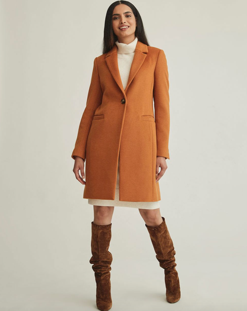 RW&CO. Classic Wool Blend One Button Coat.