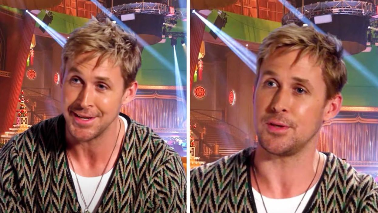 Ryan Gosling being interviewed.