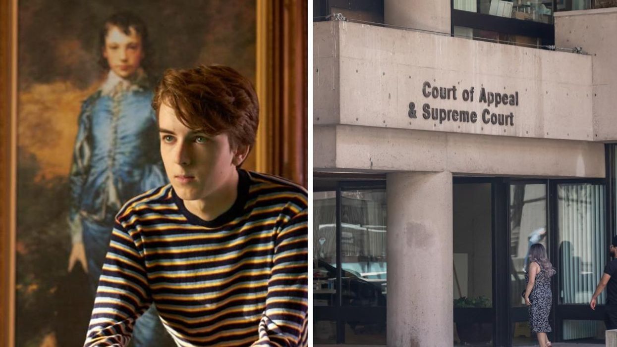 Ryan Grantham in "Considering Love and Other Magic" Right: B.C. Supreme Court.