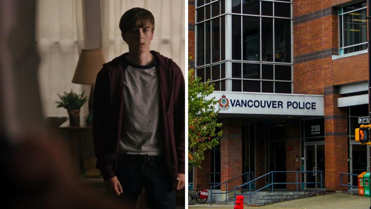 Ryan Grantham in 'Riverdale.' Right: Vancouver police department.