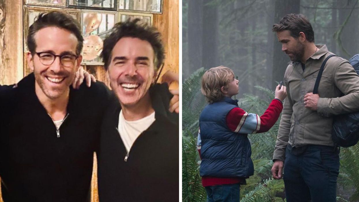 Ryan Reynolds and director Shawn Levy. Right: A scene from 'The Adam Project.'