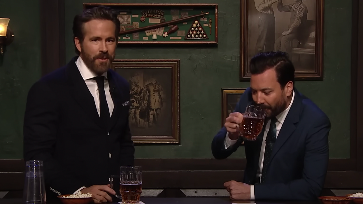 Ryan Reynolds and Jimmy Fallon roasting each other on The Tonight Show Starring Jimmy Fallon.