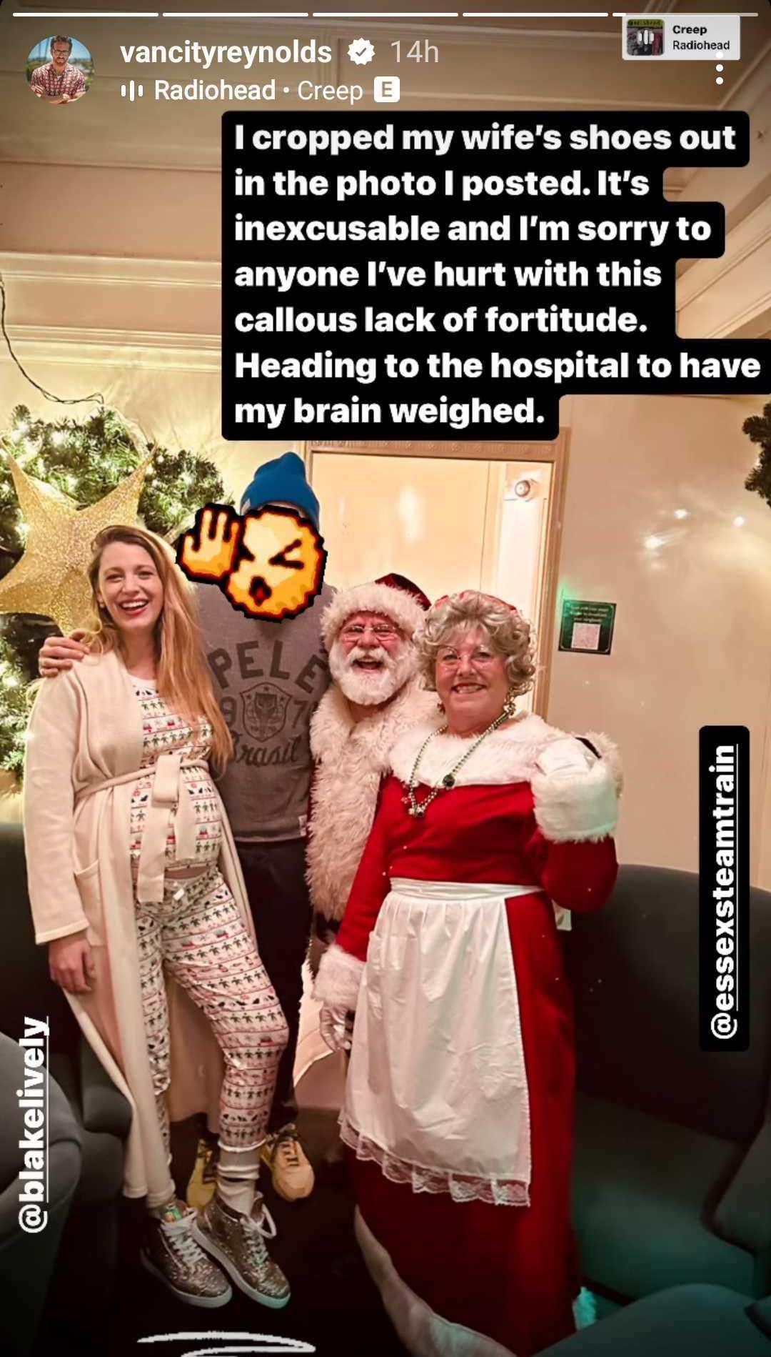 Ryan Reynolds' apology to Blake Lively.