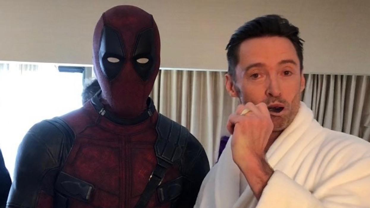 Ryan Reynolds as Deadpool and Hugh Jackman.