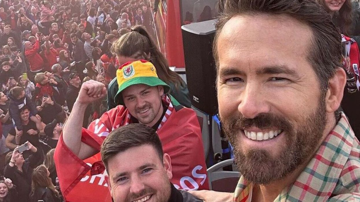 Ryan Reynolds at a Wrexham game.