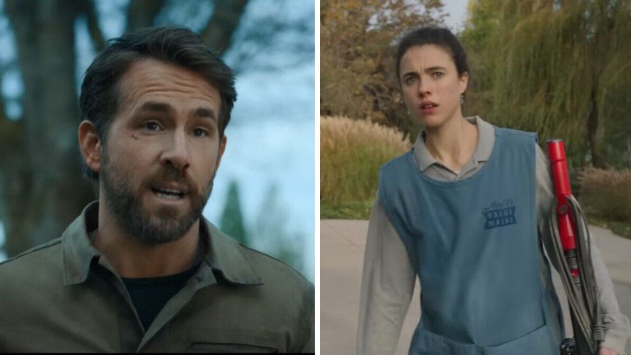 Ryan Reynolds in The Adam Project. Right: Margaret Qualley in Maid.