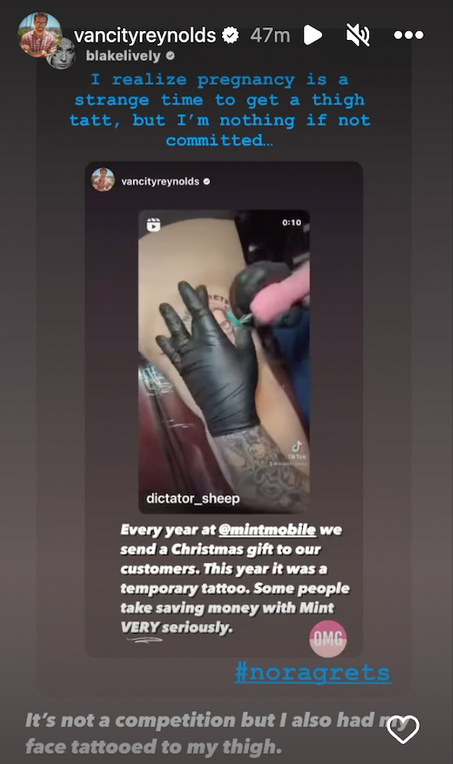 Ryan Reynolds Instagram story.