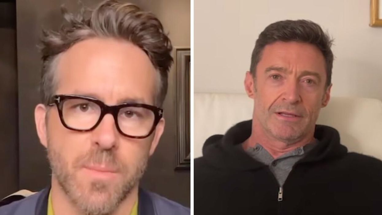 Ryan Reynolds responding to Hugh Jackman. Right: Hugh Jackman calling out Ryan Reynolds.