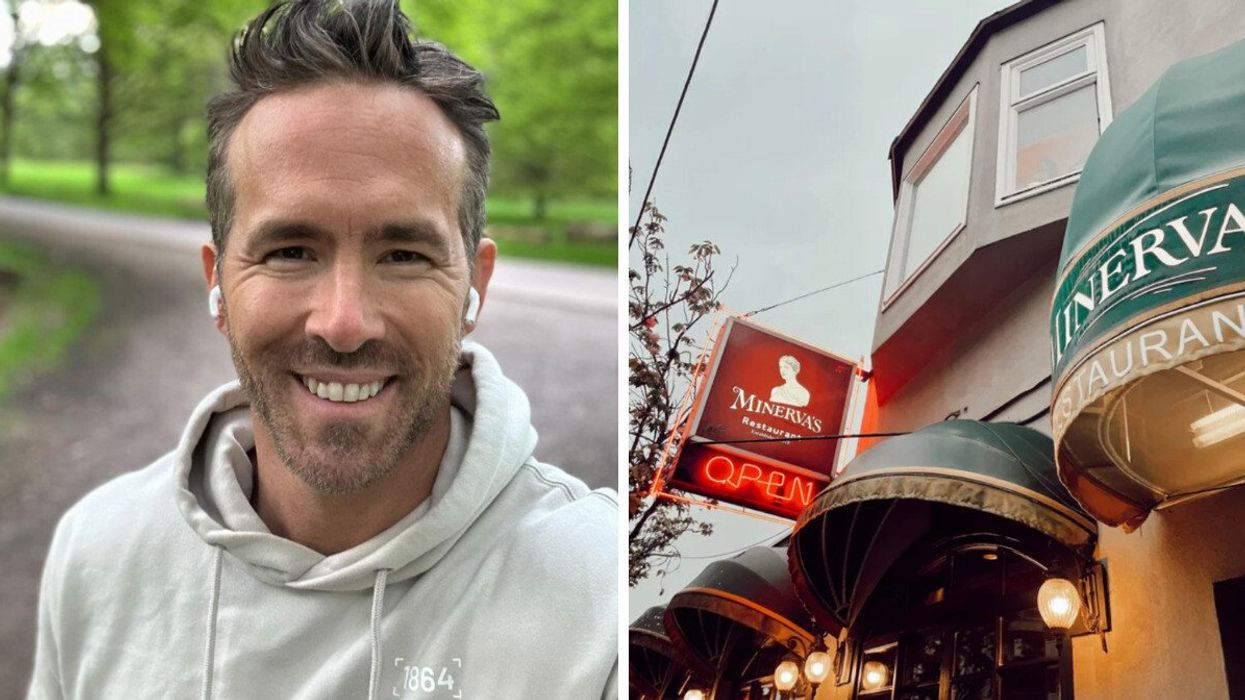 Ryan Reynolds. Right: Restaurant in Vancouver.