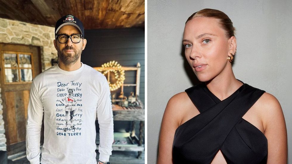 Ryan Reynolds. Right: Scarlett Johansson.