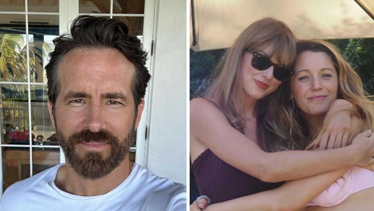 Ryan Reynolds. Right: Taylor Swift and Blake Lively.
