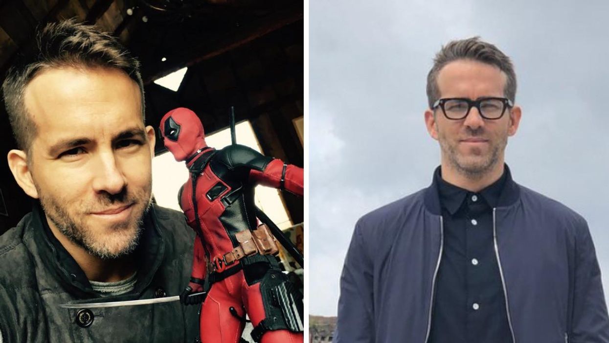 Ryan Reynolds with a Deadpool figurine. Right: Ryan Reynolds.