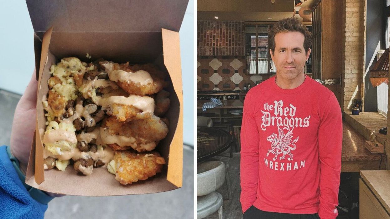 Ryan's Scrambled Eggs from Tim Hortons. Right: Ryan Reynolds