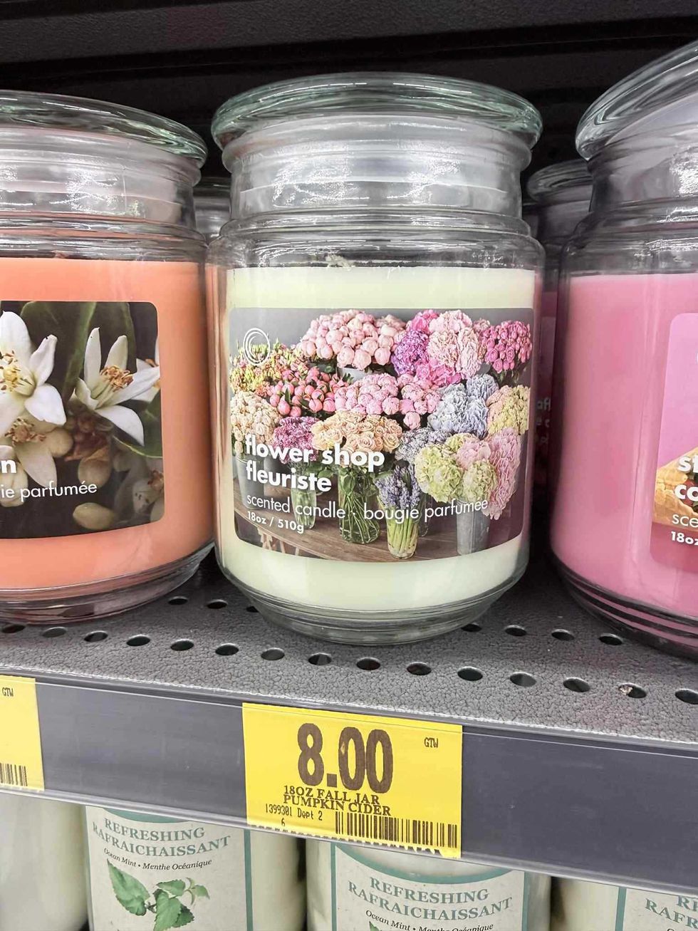 S\u00e9lection de chandelles en pot vendue au Tigre G\u00e9ant pour 8 $.