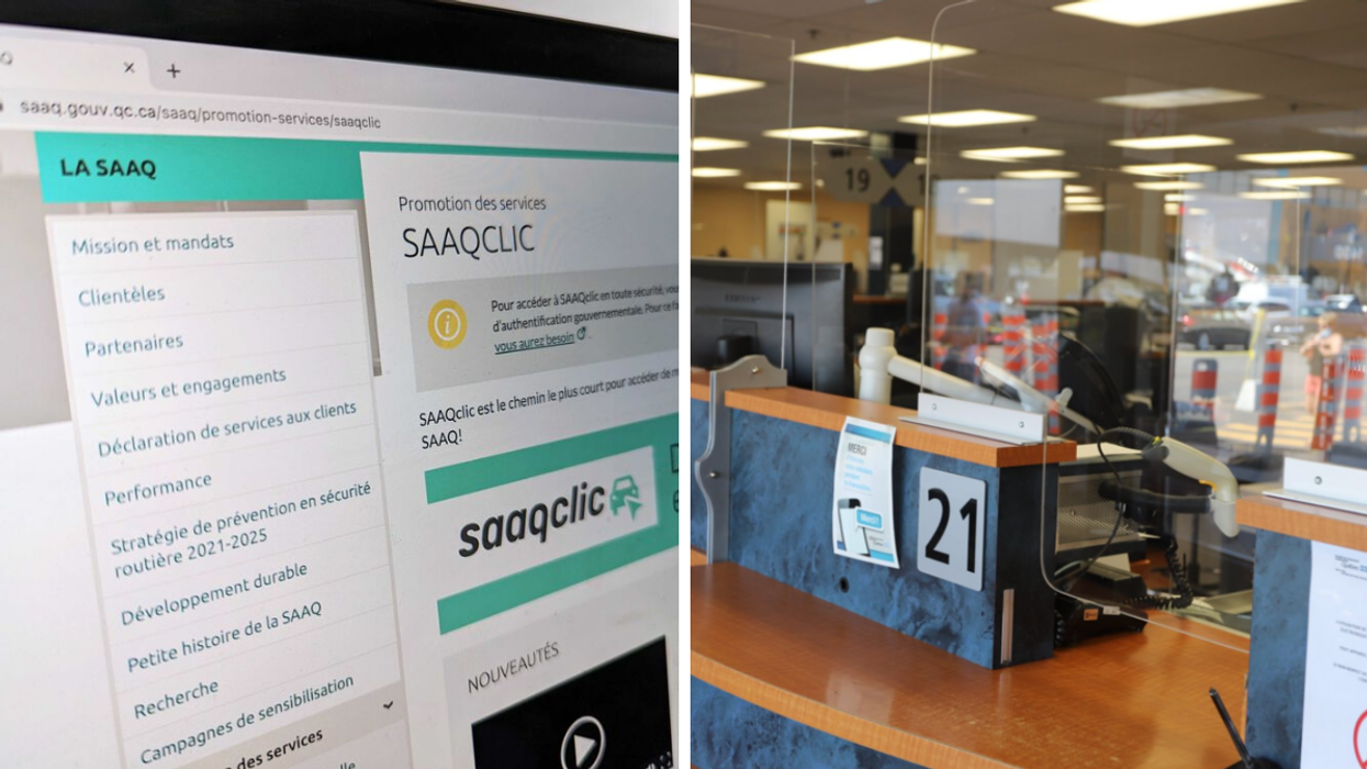 SAAQClic. Droite : Bureau de la SAAQ.