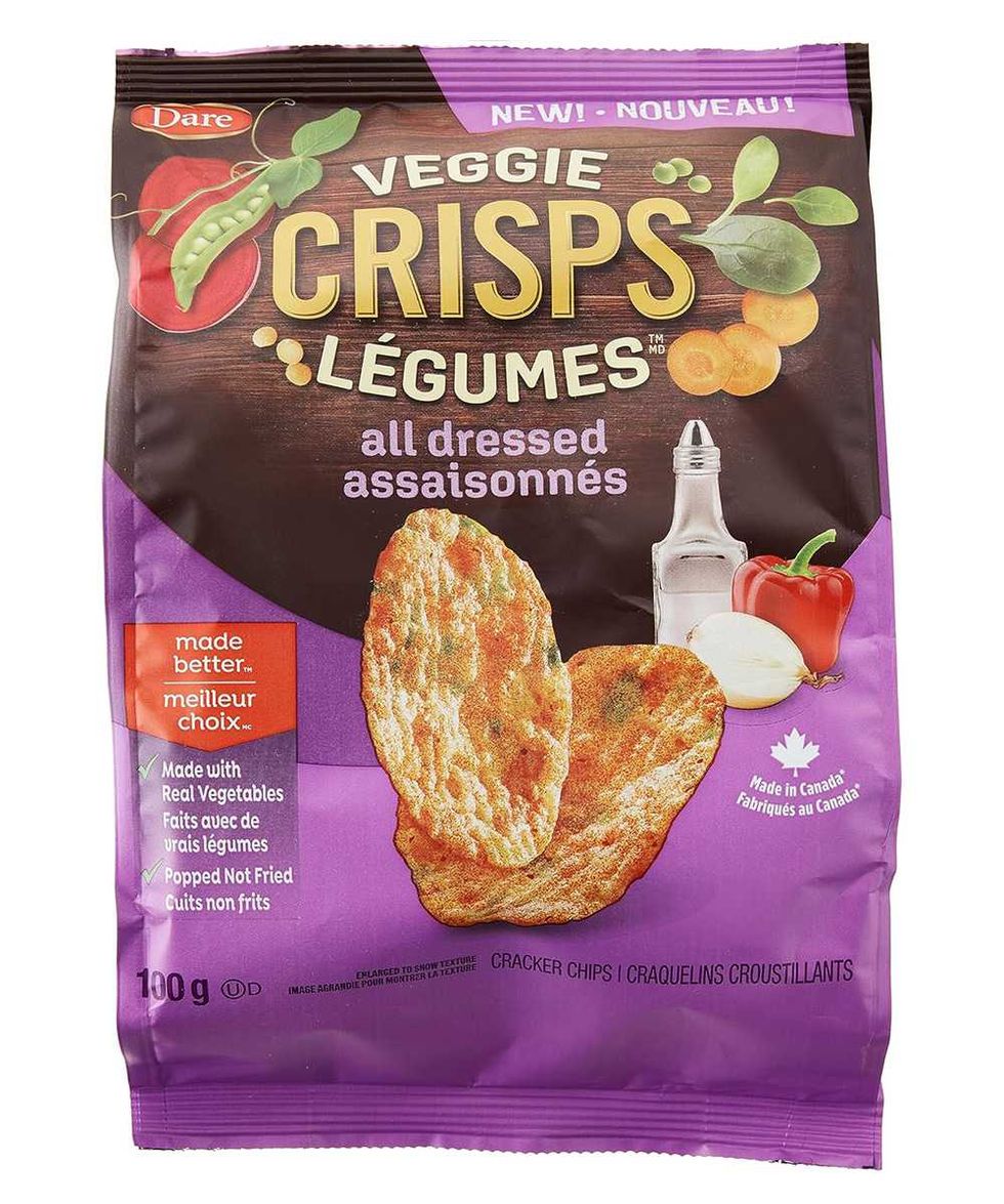 Sac de croustilles aux l\u00e9gumes assaisonn\u00e9s Crisps.