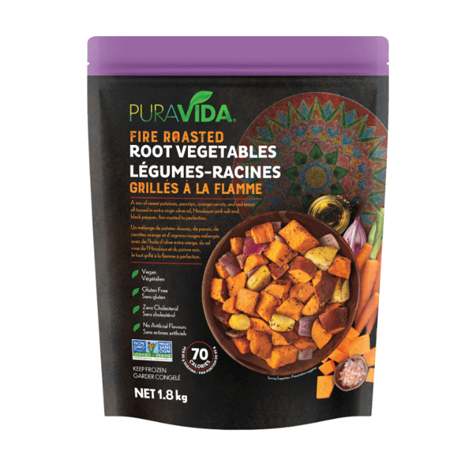Sac de l\u00e9gumes-racines grill\u00e9s \u00e0 la flamme PuraVida de 1,8 kg vendu au Costco.