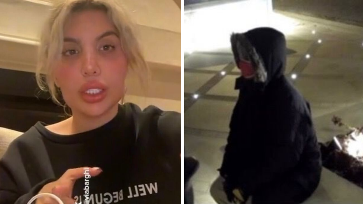 Sahar Barghian. Right: Video footage of intruder.
