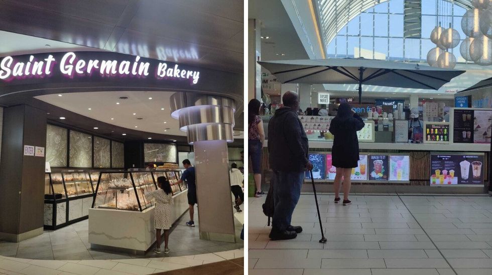 Saint Germain Bakery in STC. Right: Bubble tea pop-up at STC.