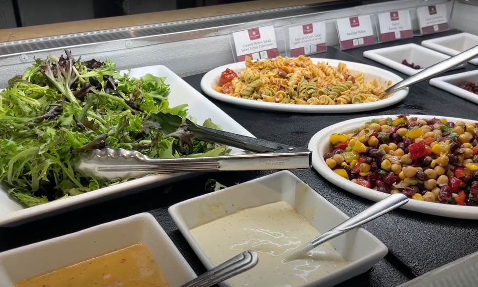 Salad bar at the Plaza Premium Lounge.