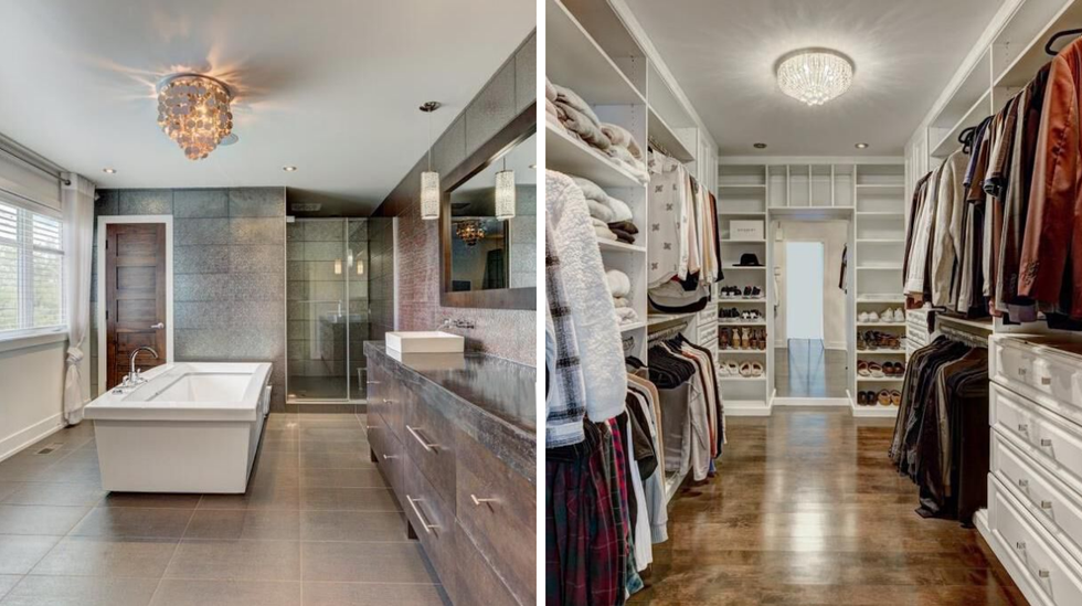 Salle de bain. Droite : Garde-robe.