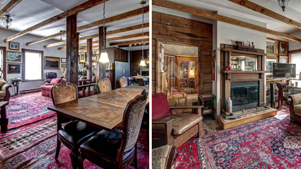 Salle \u00e0 manger. Droite : Salon.