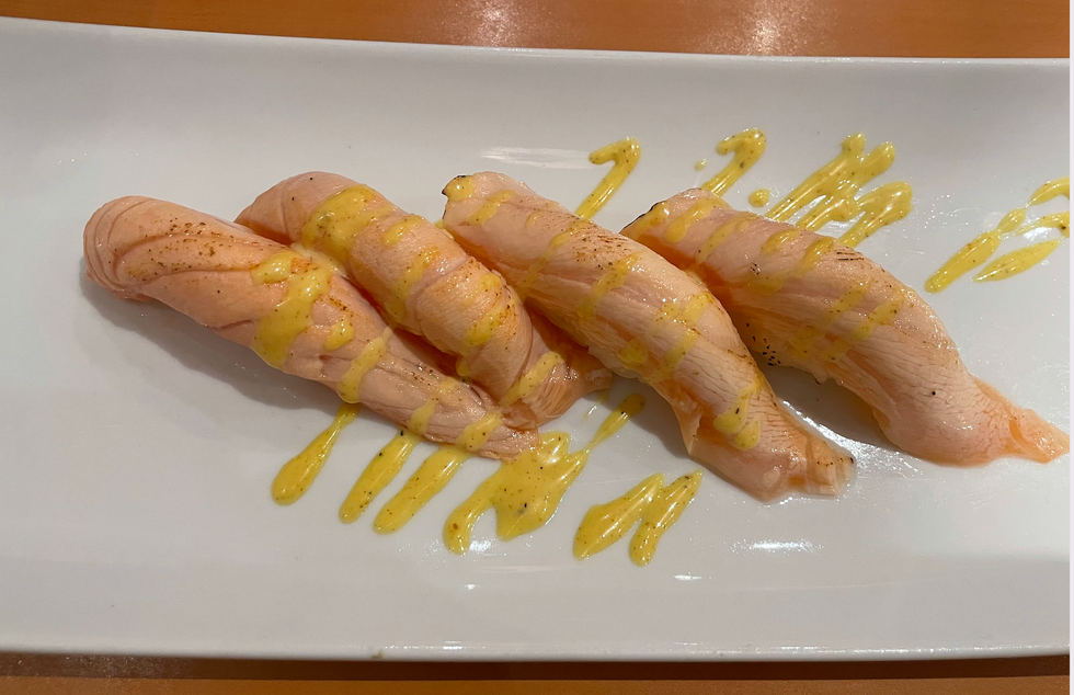 Salmon flame torch sushi from Echo Sushi.