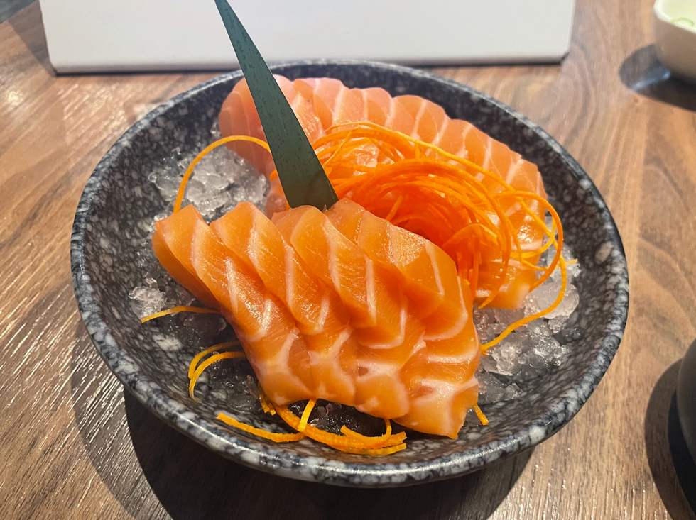 Salmon sashimi at August 8.
