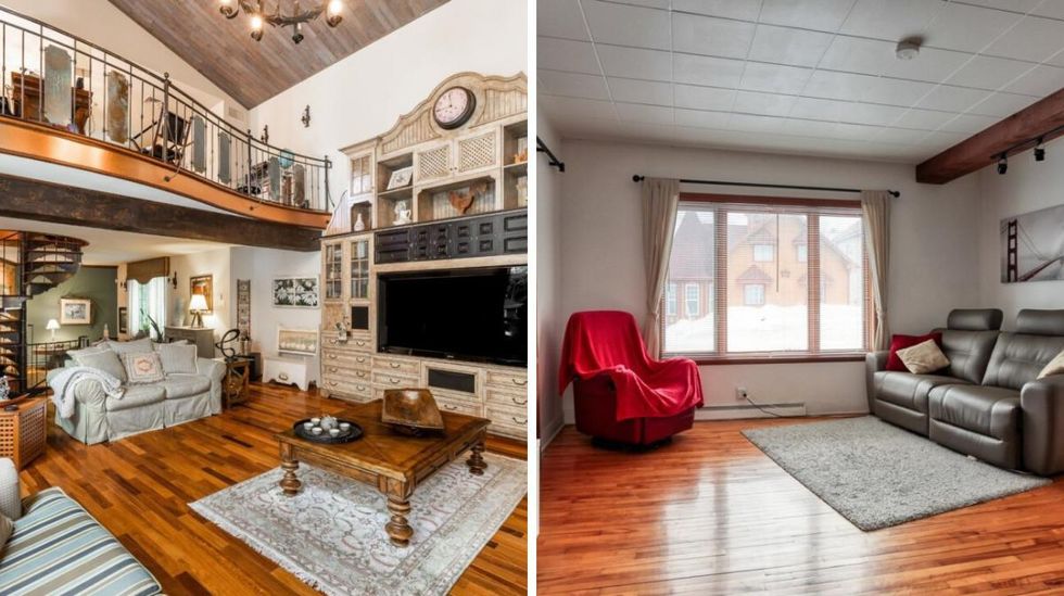 Salon au 700, rue de Sienne, Trois-Rivi\u00e8res-Ouest. Droite : Salon au 1575, rue Fran\u00e7ois-de Galifet, Trois-Rivi\u00e8res.