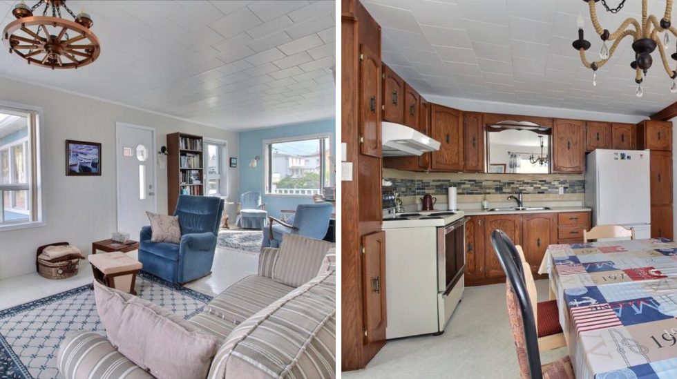 Salon. Droite: Cuisine.