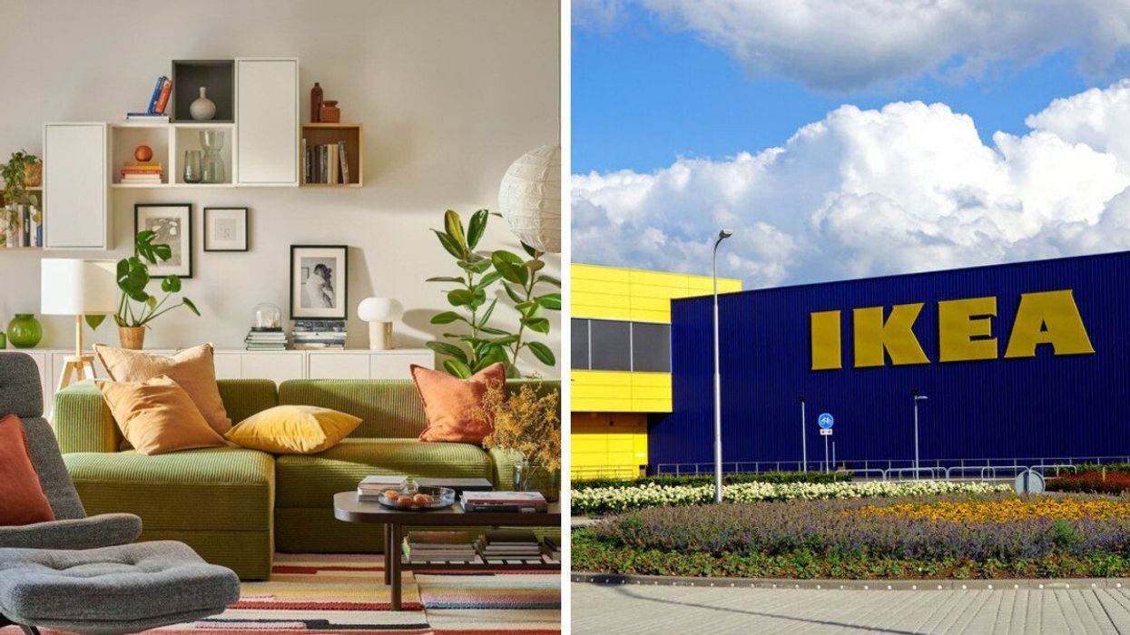 Salon IKEA. Droite : Façade IKEA.