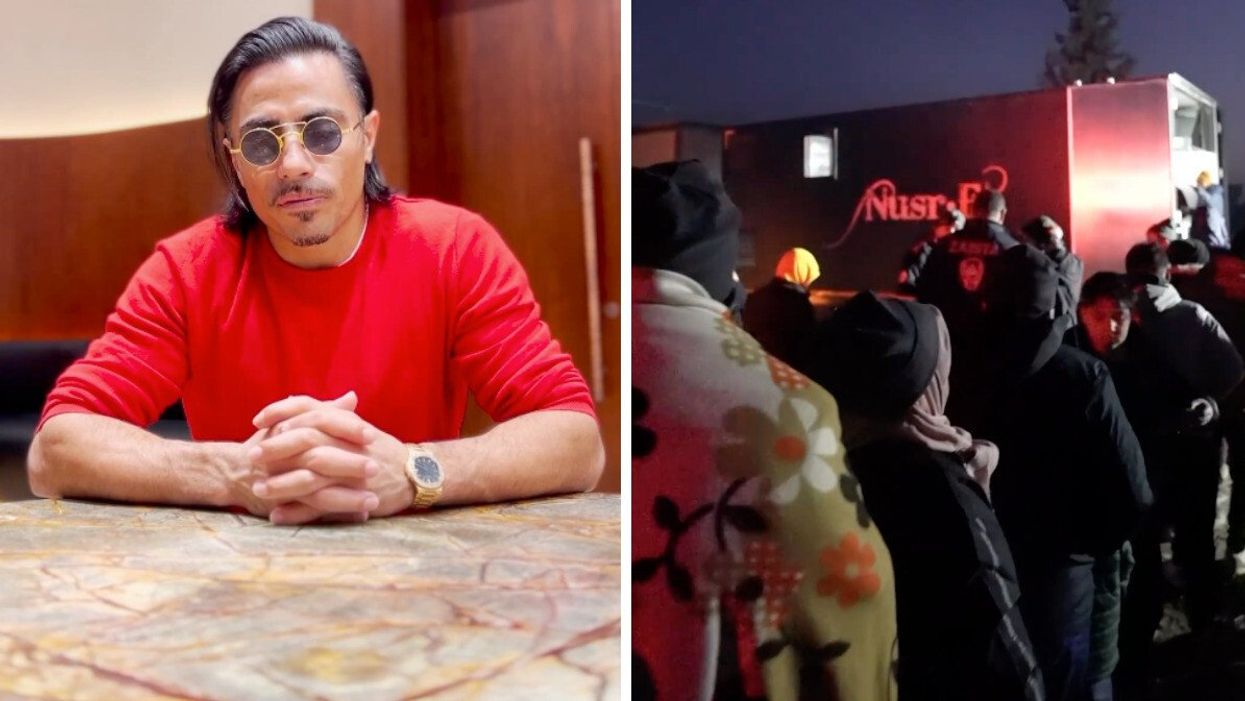 Salt Bae. Right: A Nusr-Et food truck in Turkey after the earthquake.