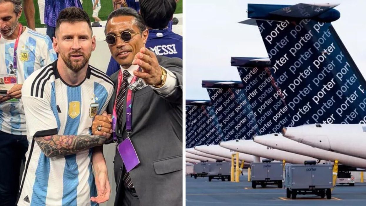 Salt Bae with Leo Messi. Right: Porter aircraft.