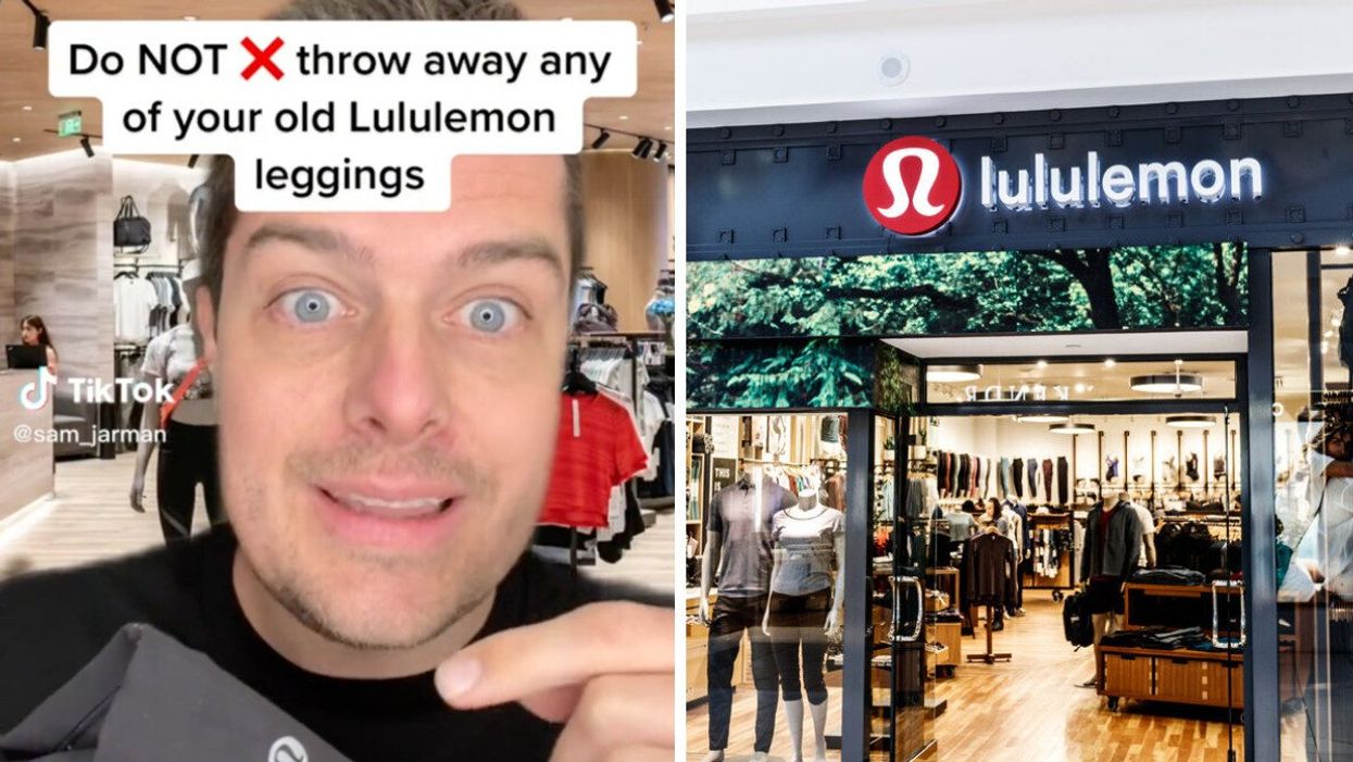 Sam Jarman on TikTok. Right: A Lululemon store.