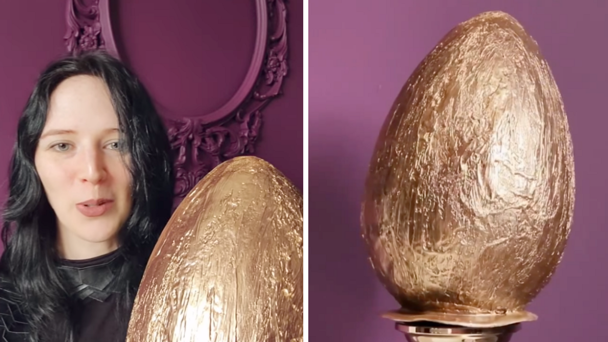 Sam Lapointe from the Grand Order of Divine Sweets bakery in Toronto. Right: Golden egg.